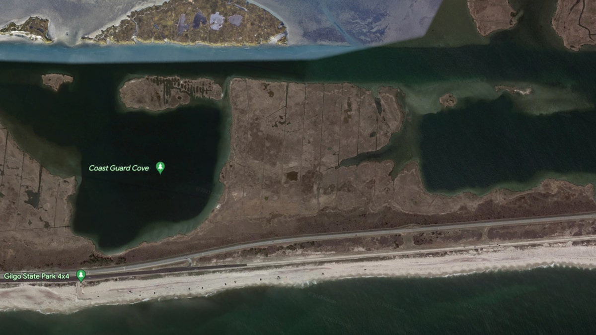 South Oyster Bay and the Atlantic Ocean flank Gilgo Beach seen from above via Google Earth