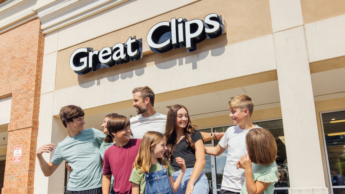 Hayes family outside of Great Clips