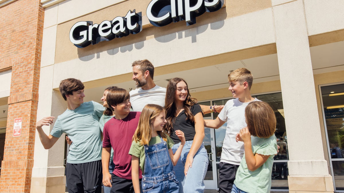 Hayes family outside of Great Clips