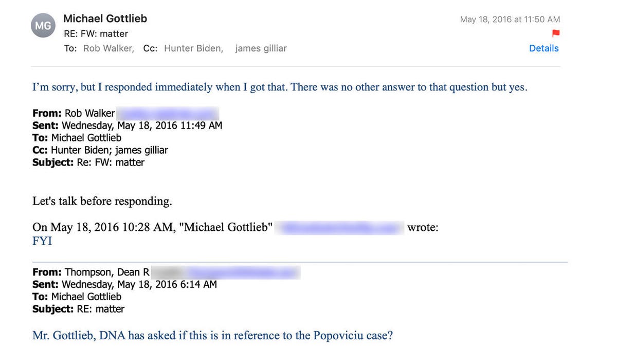 Gottlieb email about Hunter Biden client
