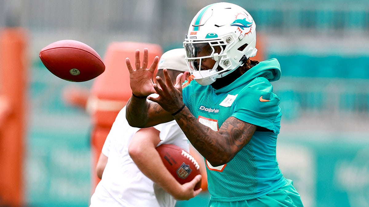 Jalen Ramsey takes part in a drill at training camp