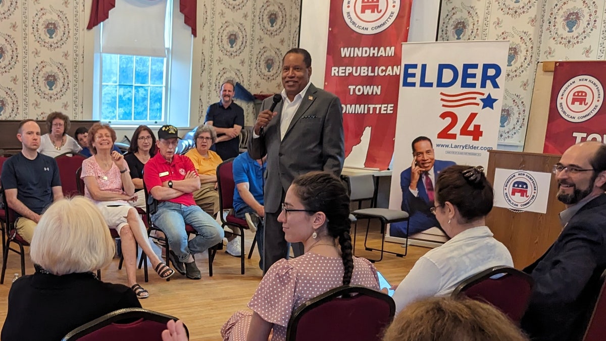 Larry Elder campaigns in New Hampshire