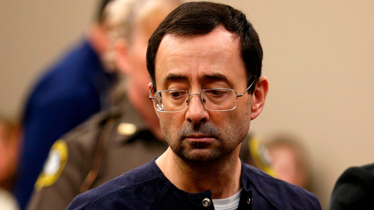 Former Michigan State University and USA Gymnastics doctor Larry Nassar addresses the court during the sentencing phase in Ingham County Circuit Court on January 24, 2018, in Lansing, Michigan.