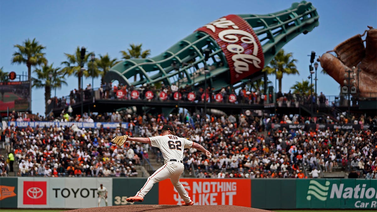Logan Webb throws pitch