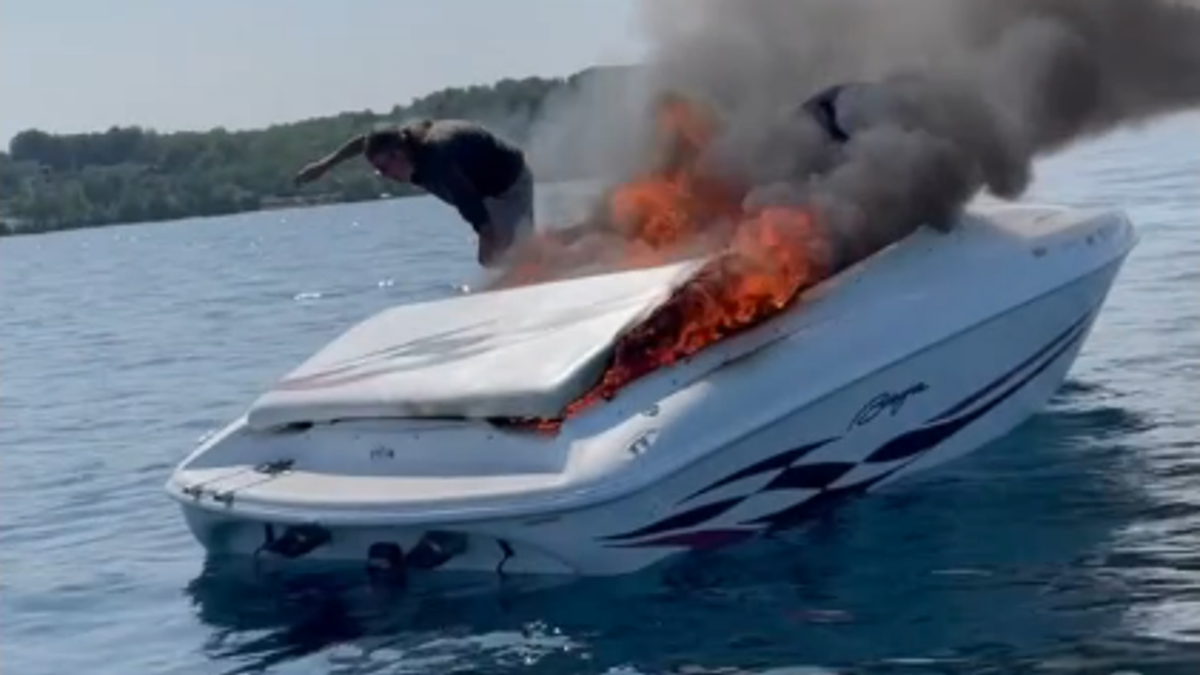 Boat fire in Michigan