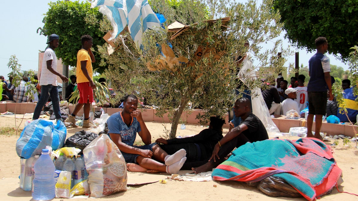 Migrants sitting