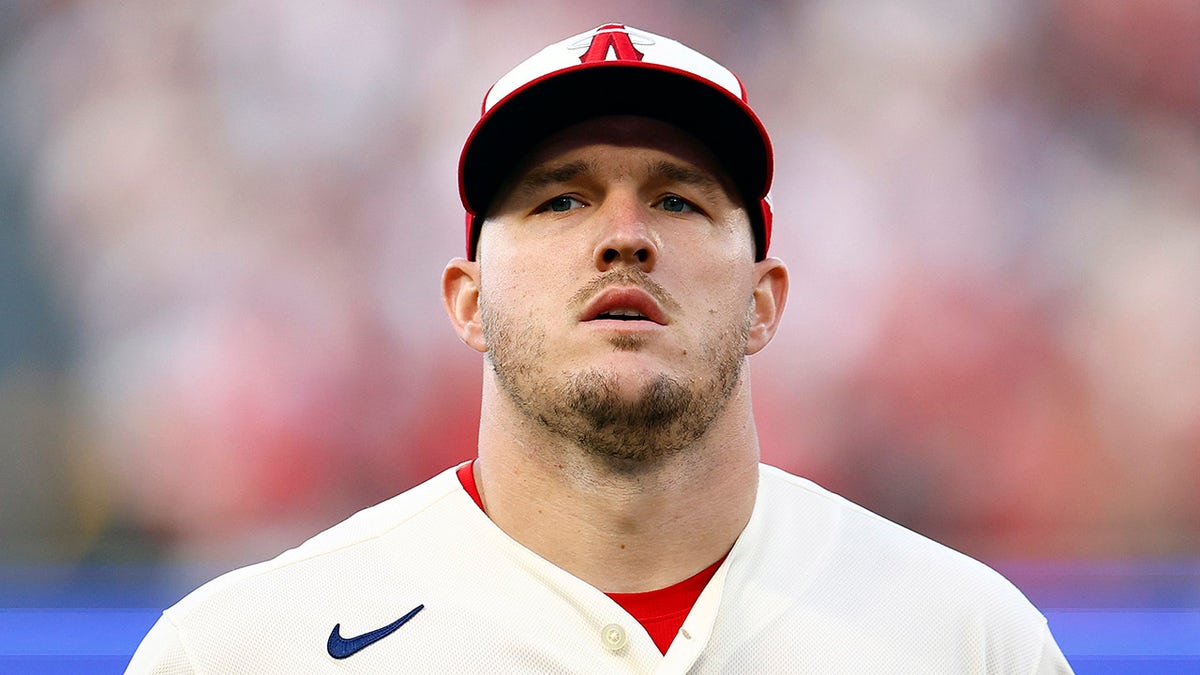 Mike Trout looks connected field