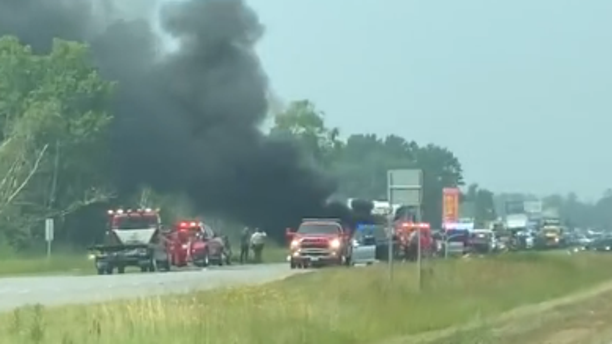 Fire along State Highway 371 in Minnesota