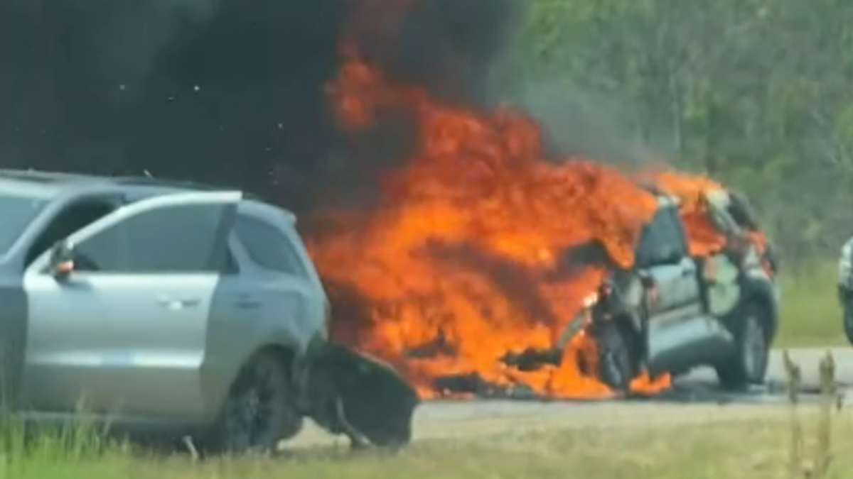 Minnesota sheriff's office vehicle destroyed by fire following crash