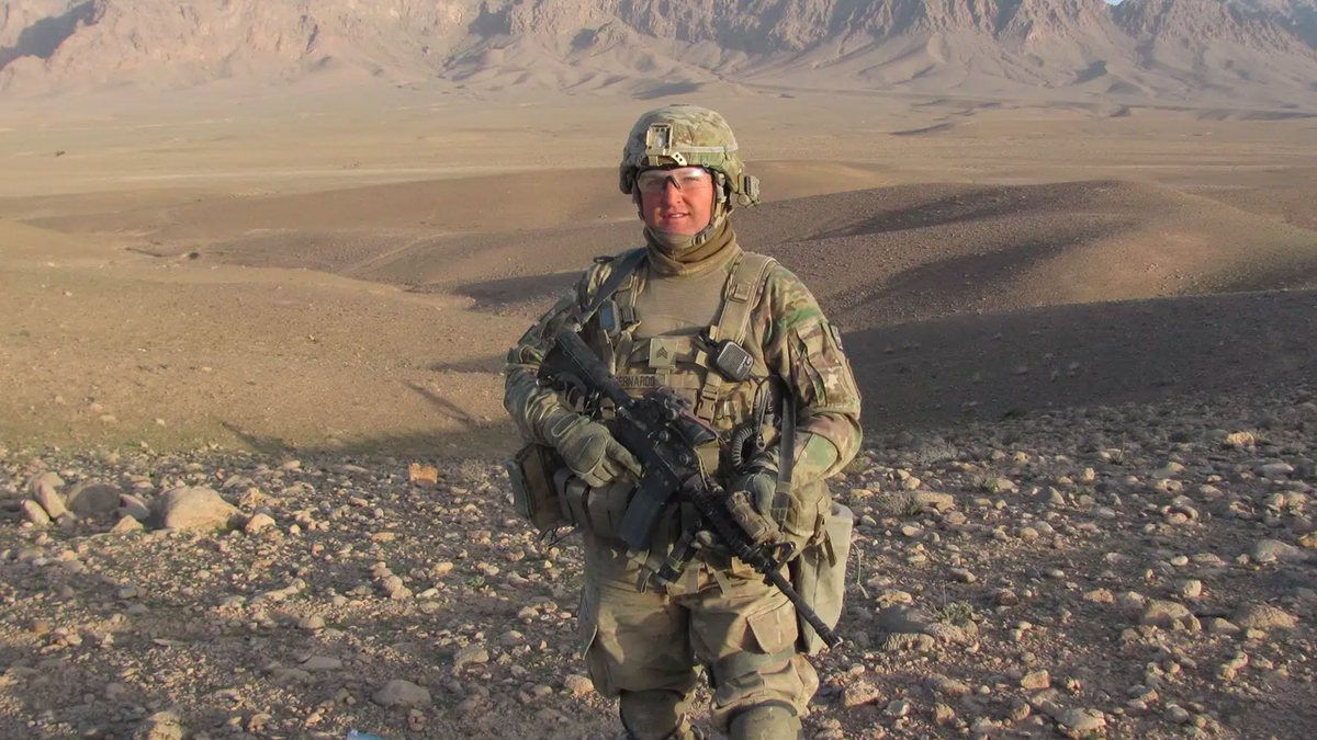 Monte Bernardo in Afghanistan with rifle