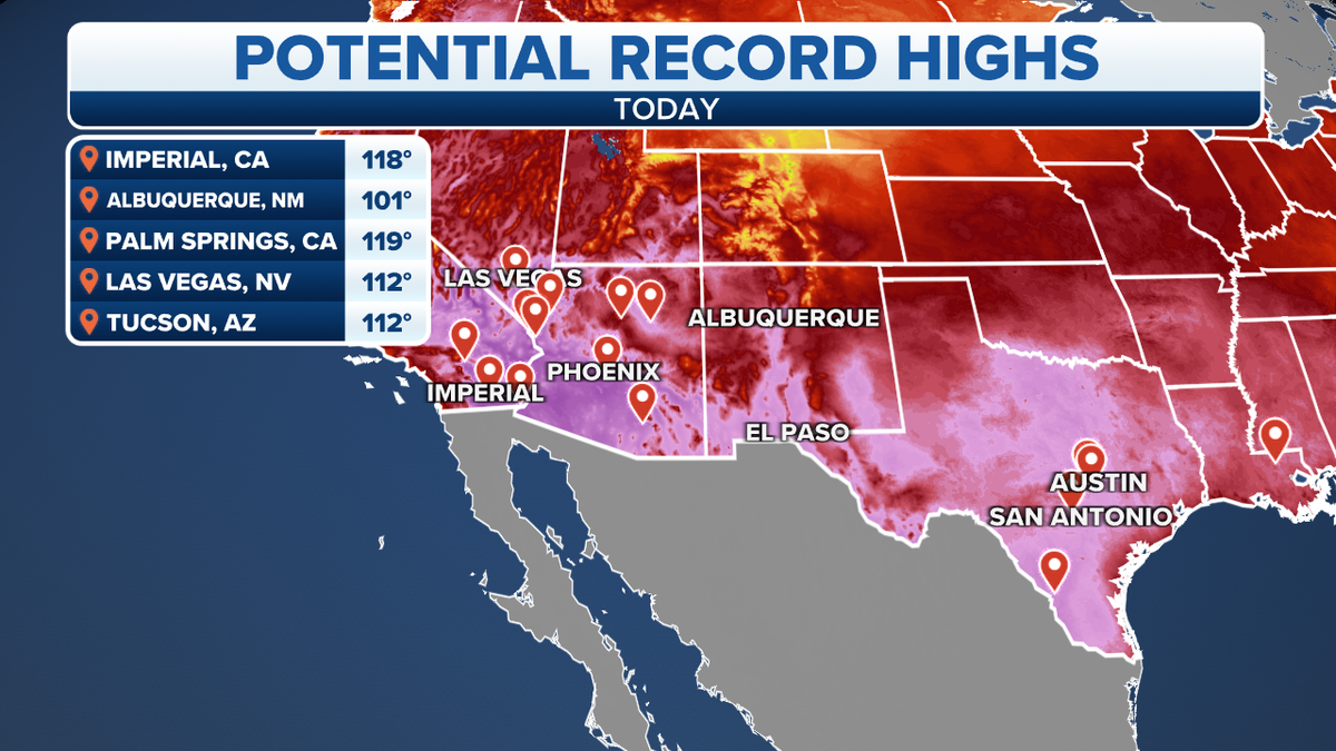 Potential record high temperatures
