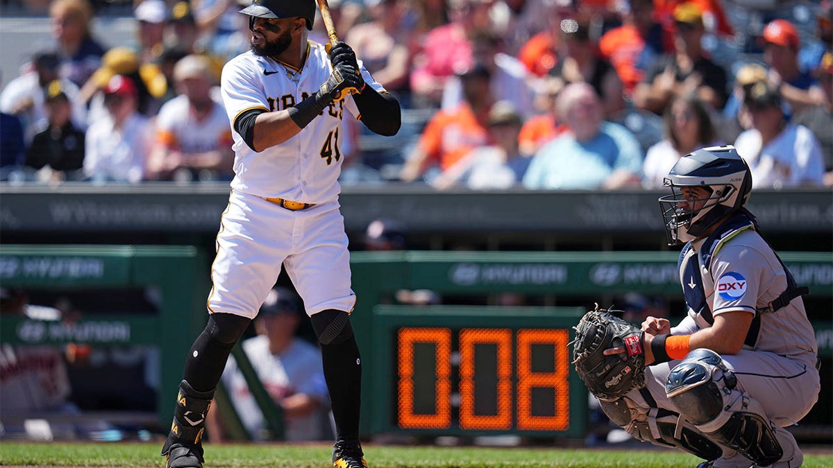 Pitch clock winds down during MLB game