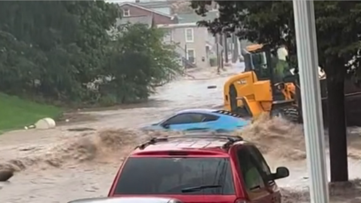 Car hits bulldozer in Reading, Pennsylvania