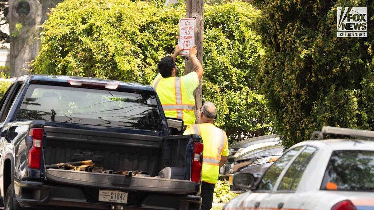 Police post sign outside Rex Heuermann's Long Island home