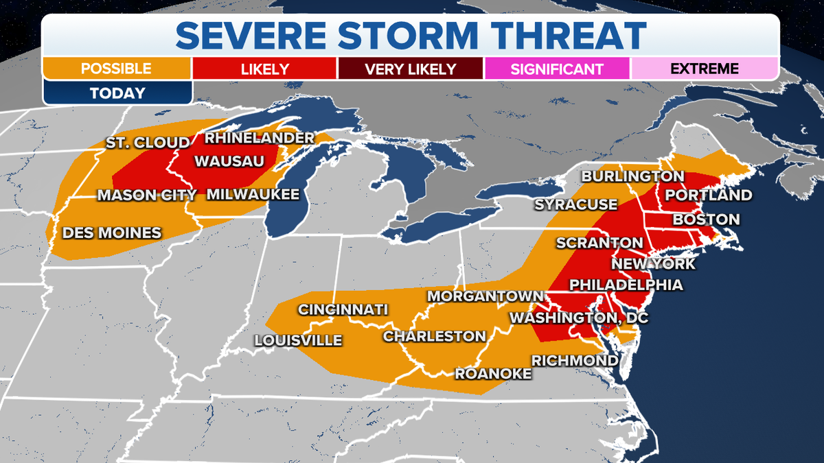 Plains, Northeast storm threats