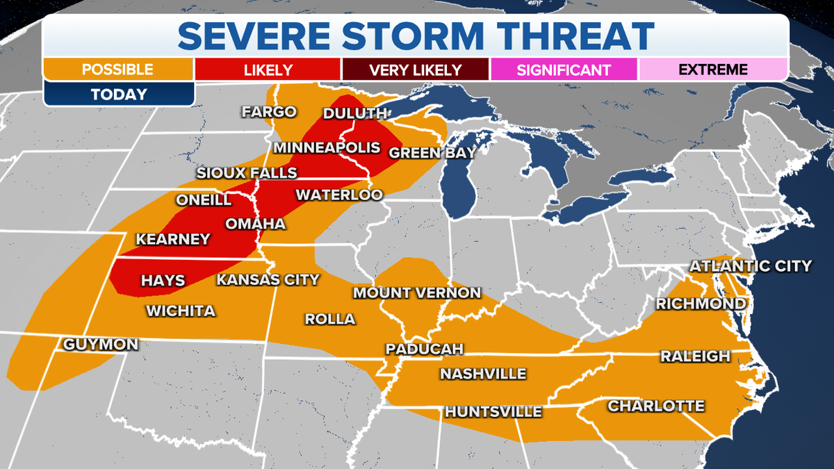 Storm threats from the Midwest to the Mid-Atlantic