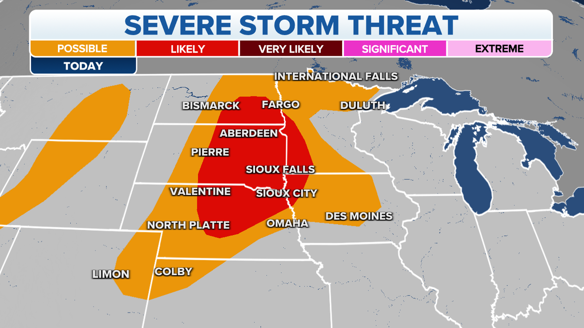 The threat of severe storms over the Plains