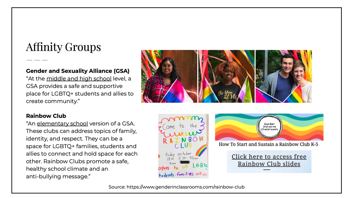 Slide about gender affinity groups for children
