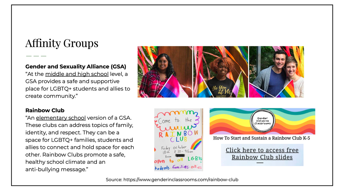 Slide about gender affinity groups for children