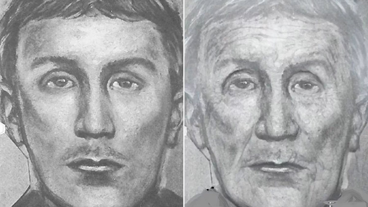 Side-by-side photo of the I-70 serial killer sketch