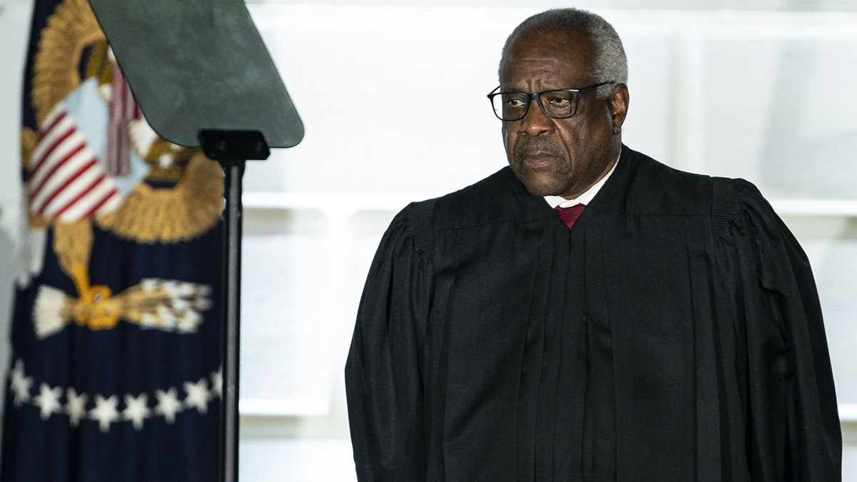 Supreme Court Justice Clarence Thomas at the swearing in of Justice Amy Coney Barrett.