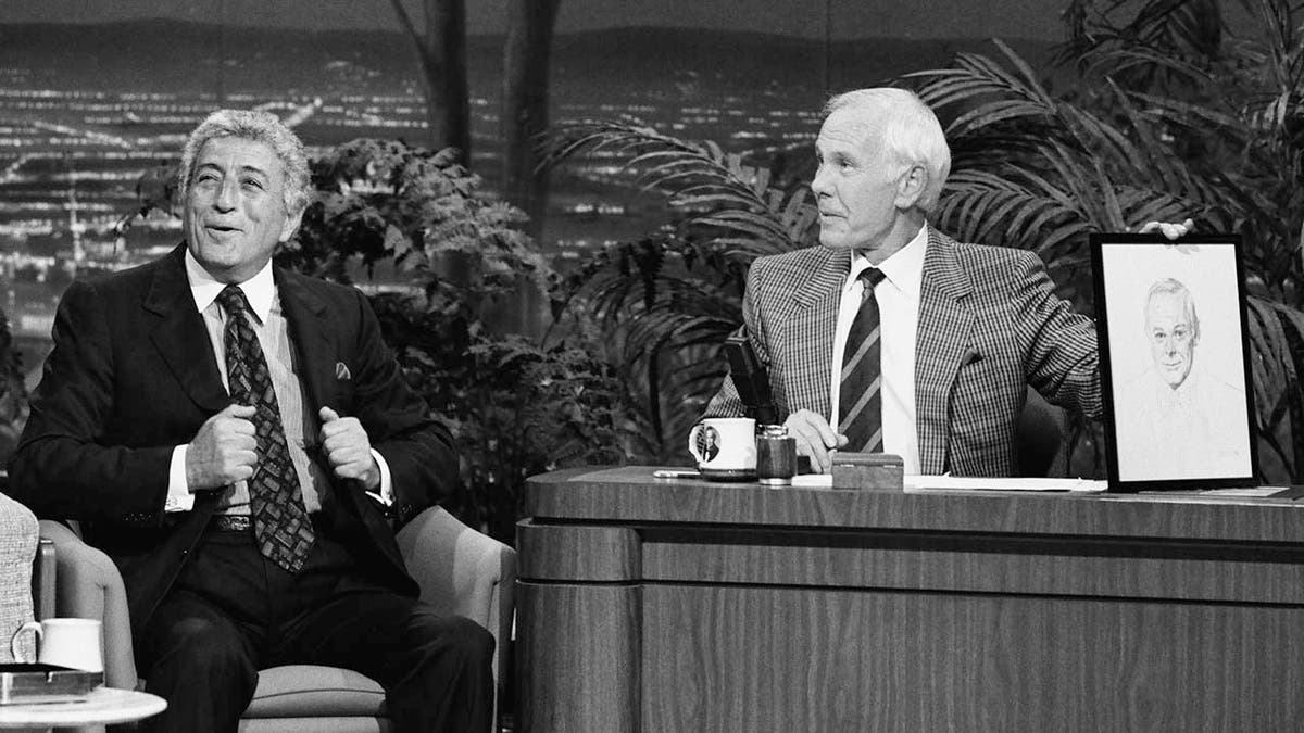 Singer Tony Bennett with Johnny Carson