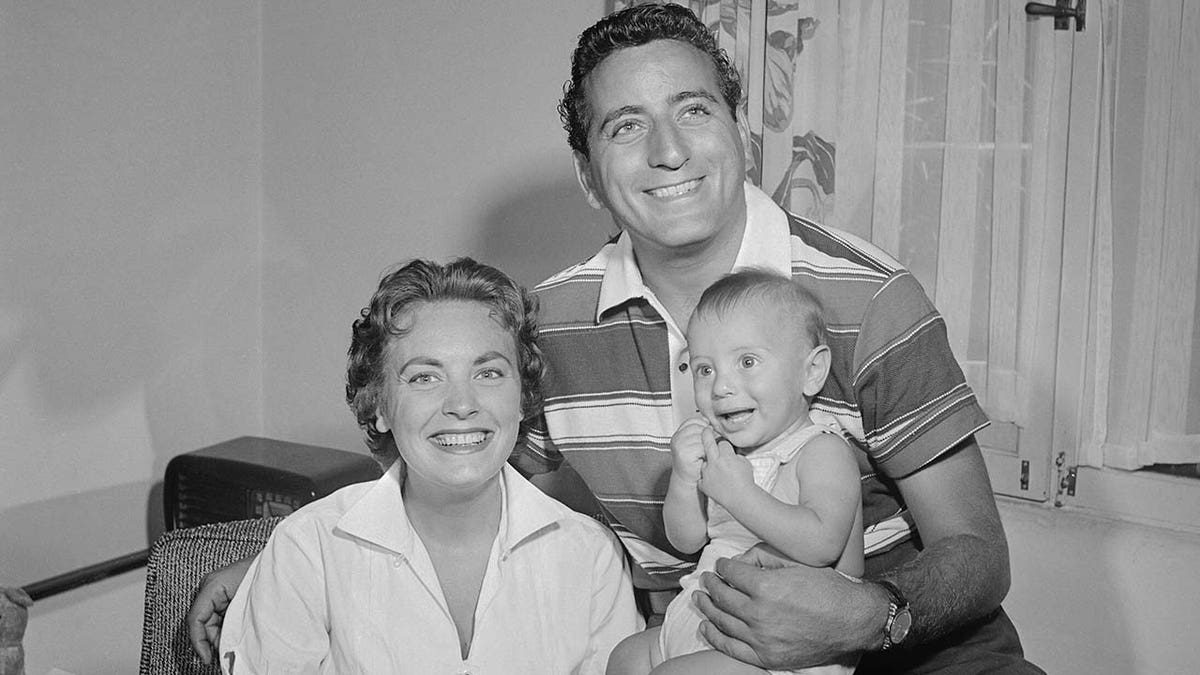 A portrait of Tony Bennett with first wife Patricia Beech and son Danny