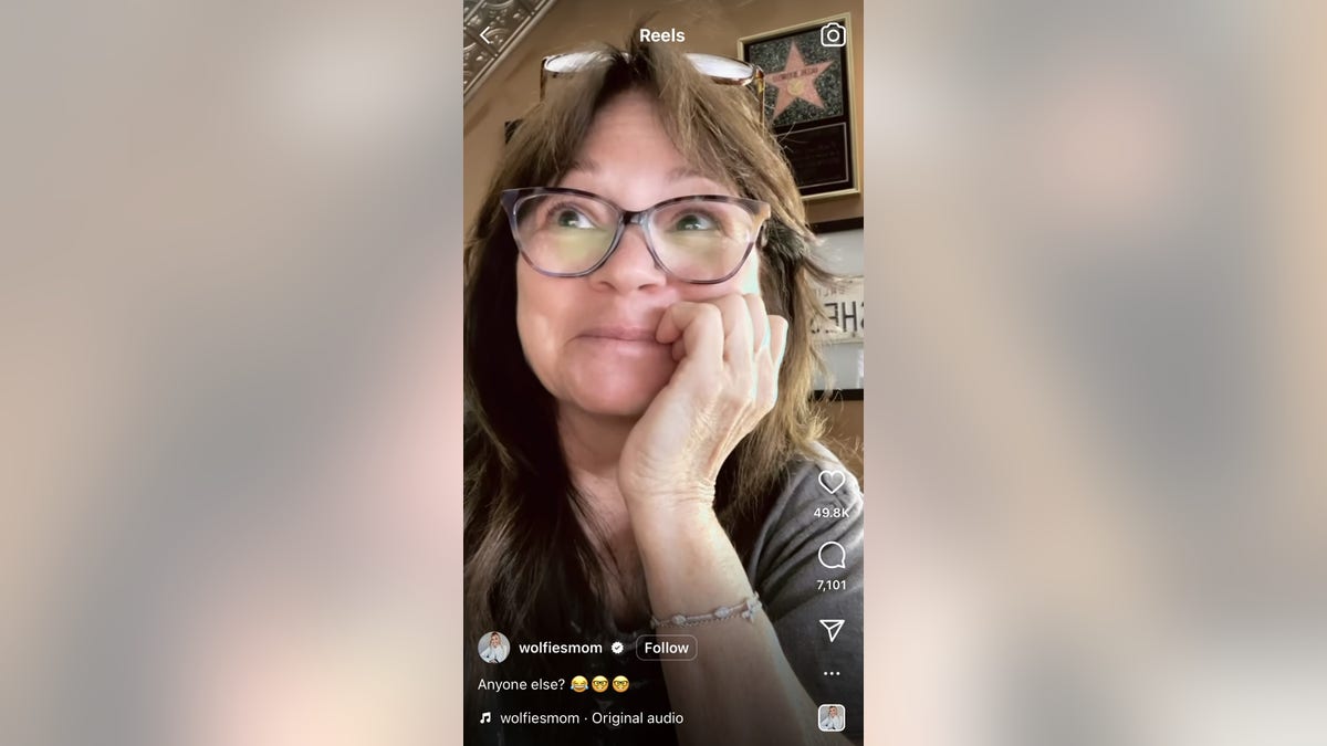Valerie Bertinelli wearing glasses while sporting glasses on her head