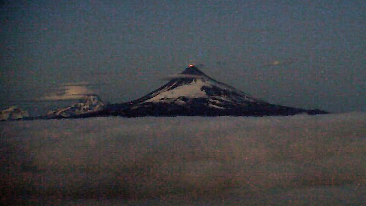 Glowing lava at Alaska's Shishaldin Volcano