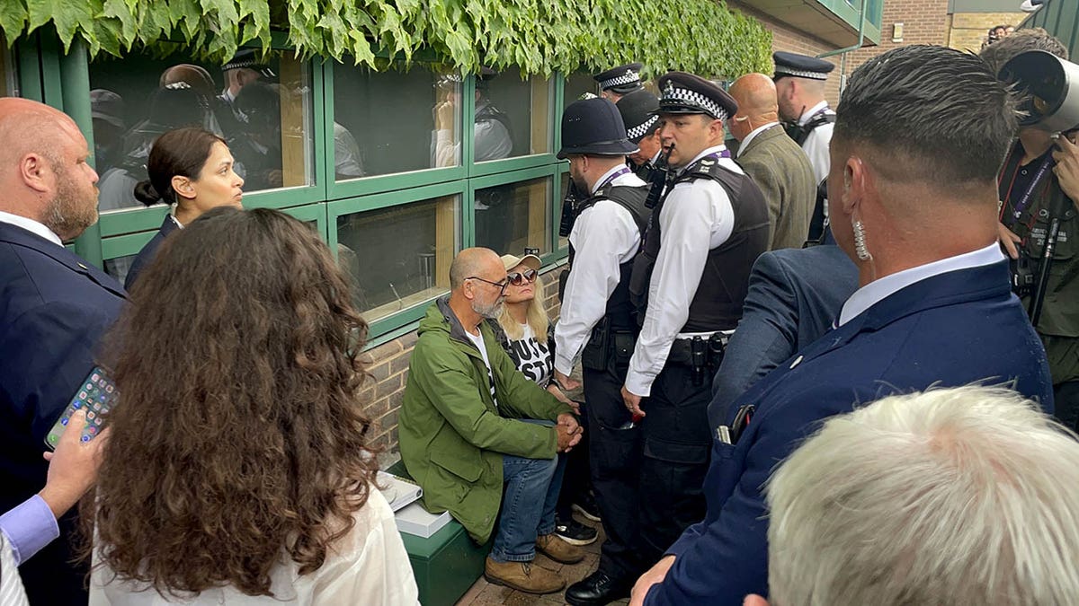 Protester arrested by security at Wimbledon