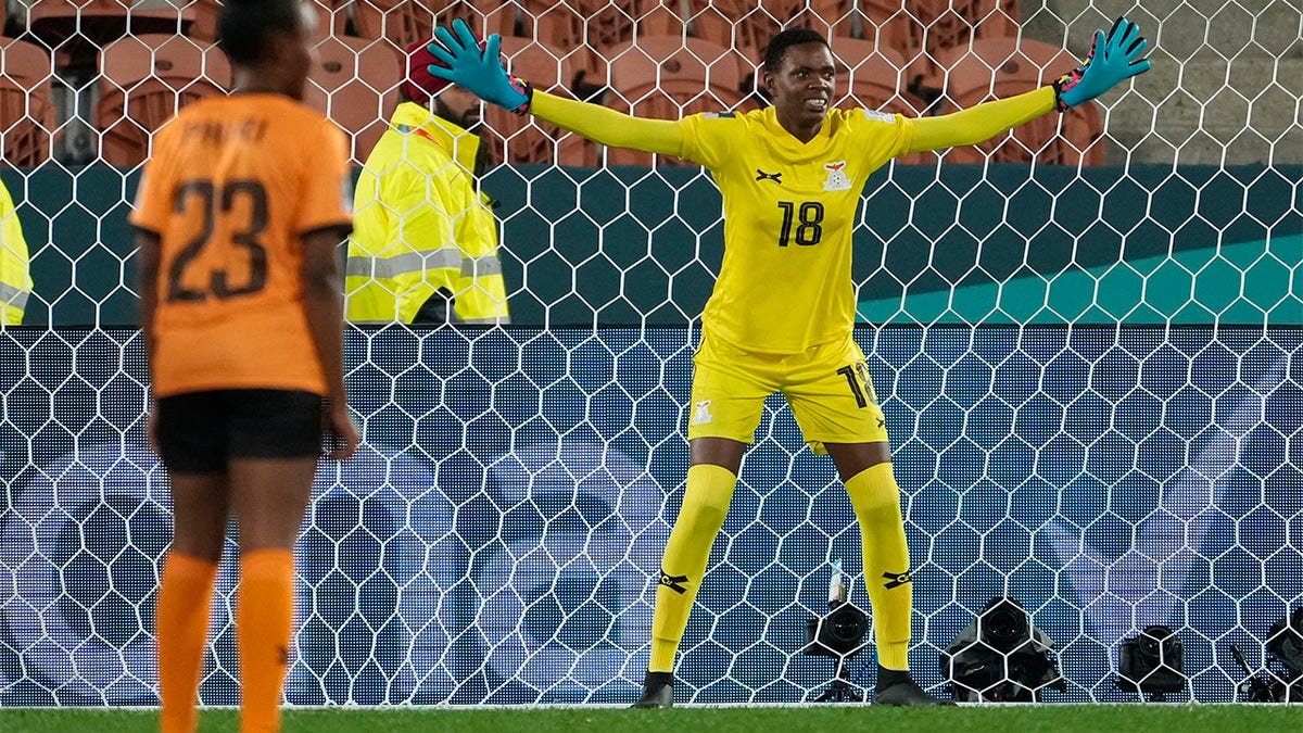 Eunice Sakala waits in net