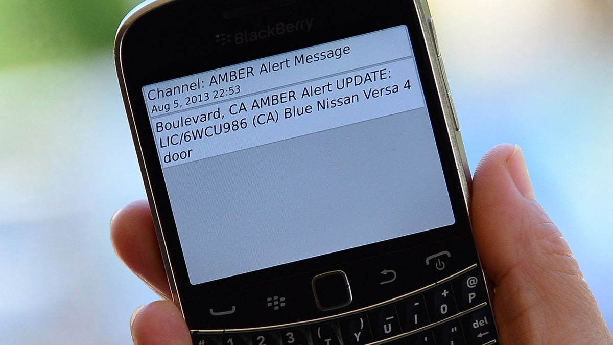 Amber Alert message on a cell phone