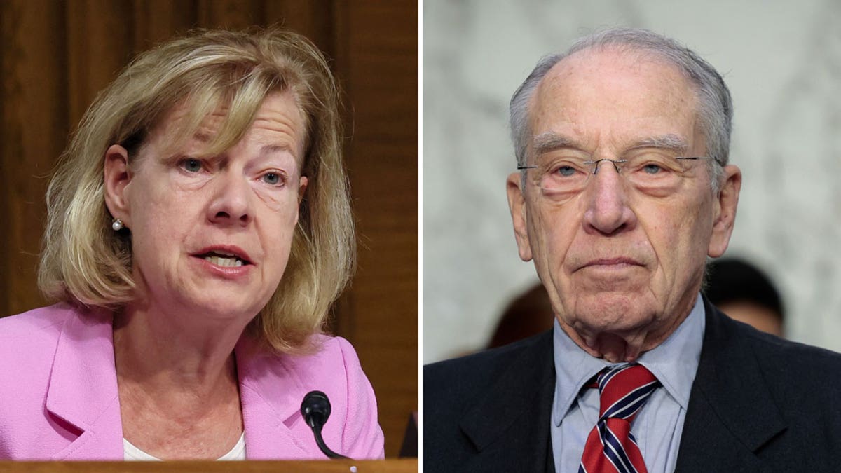 Sens. Tammy Baldwin, left, Chuck Grassley, right