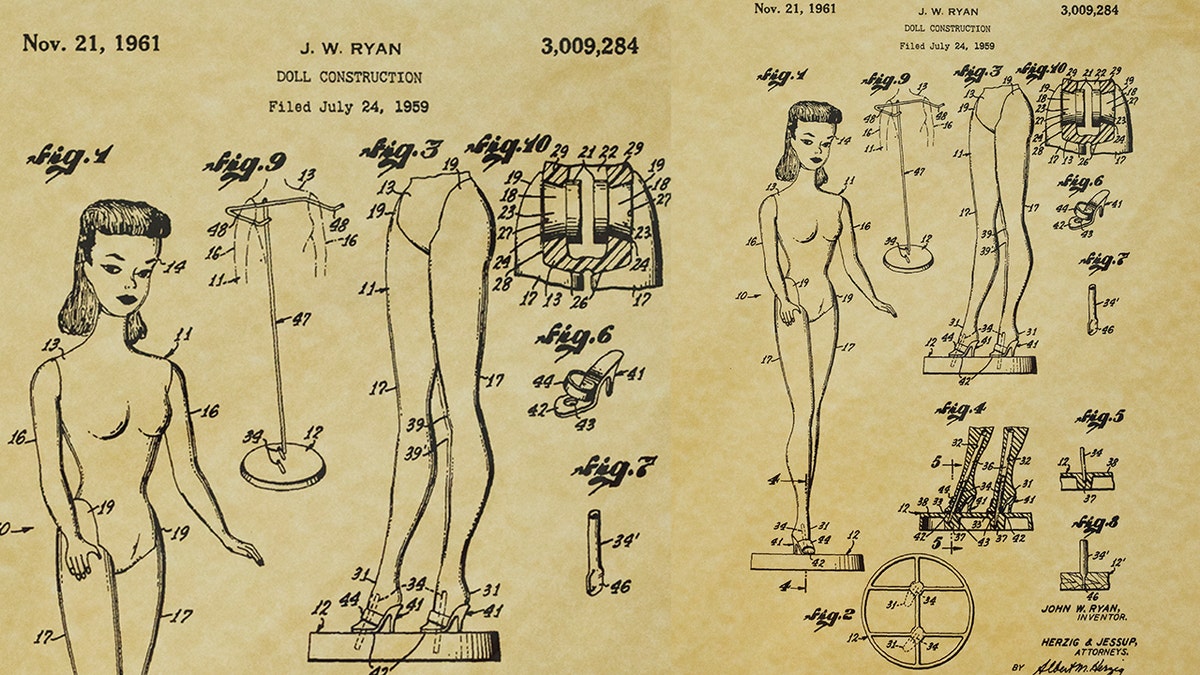 Drawings of Barbie patents show the dolls measurements