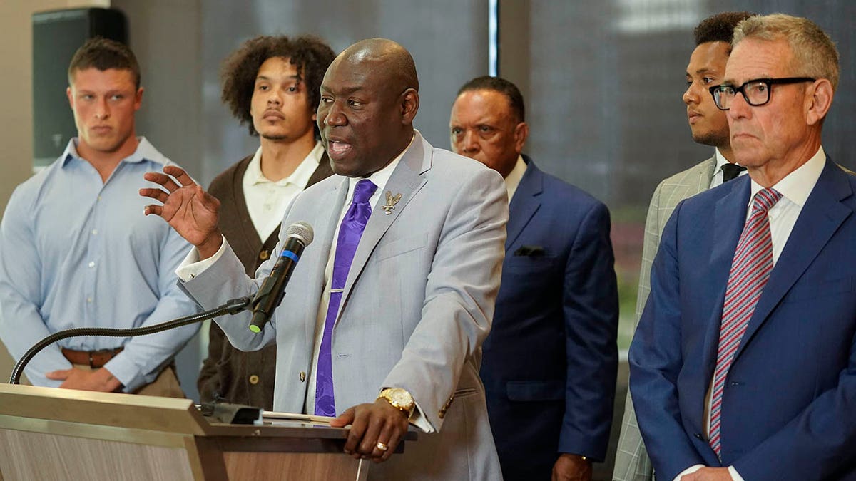 Ben Crump speaks during a press conference