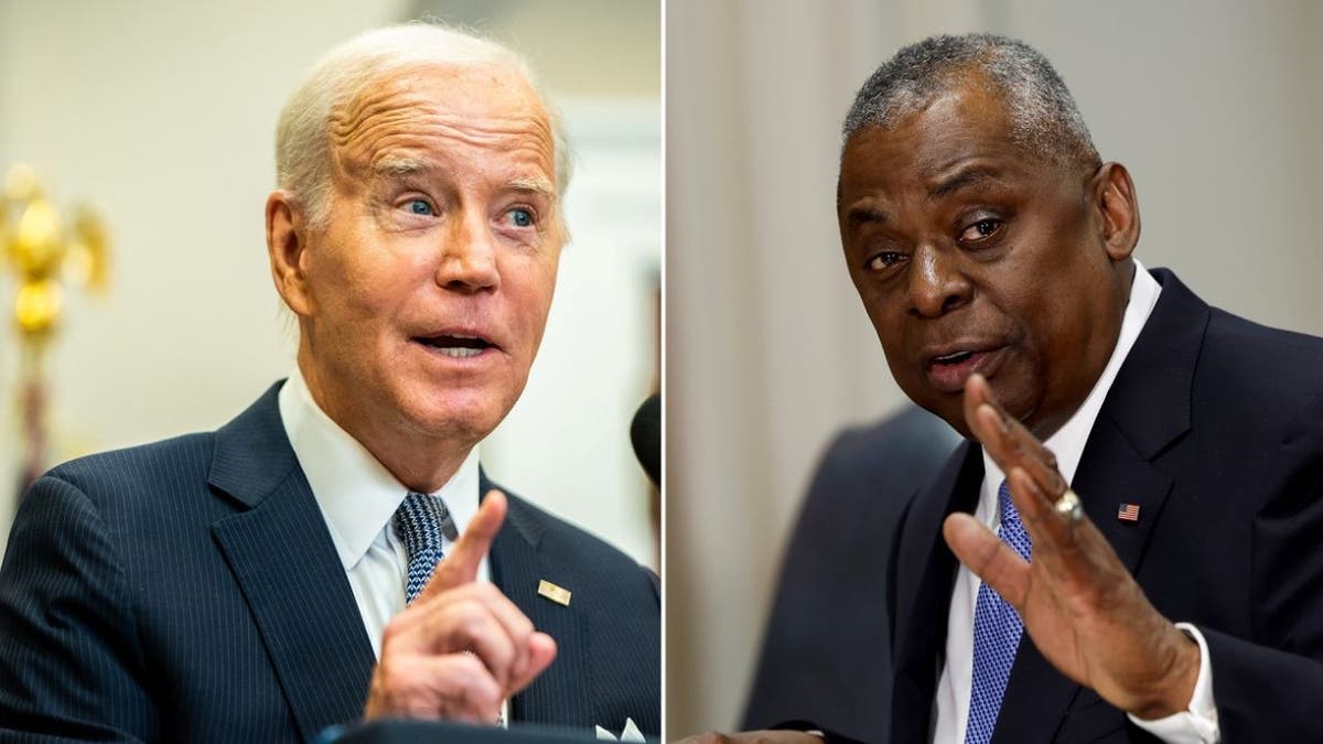 President Biden, left and Defense Sec. Lloyd Austin, right