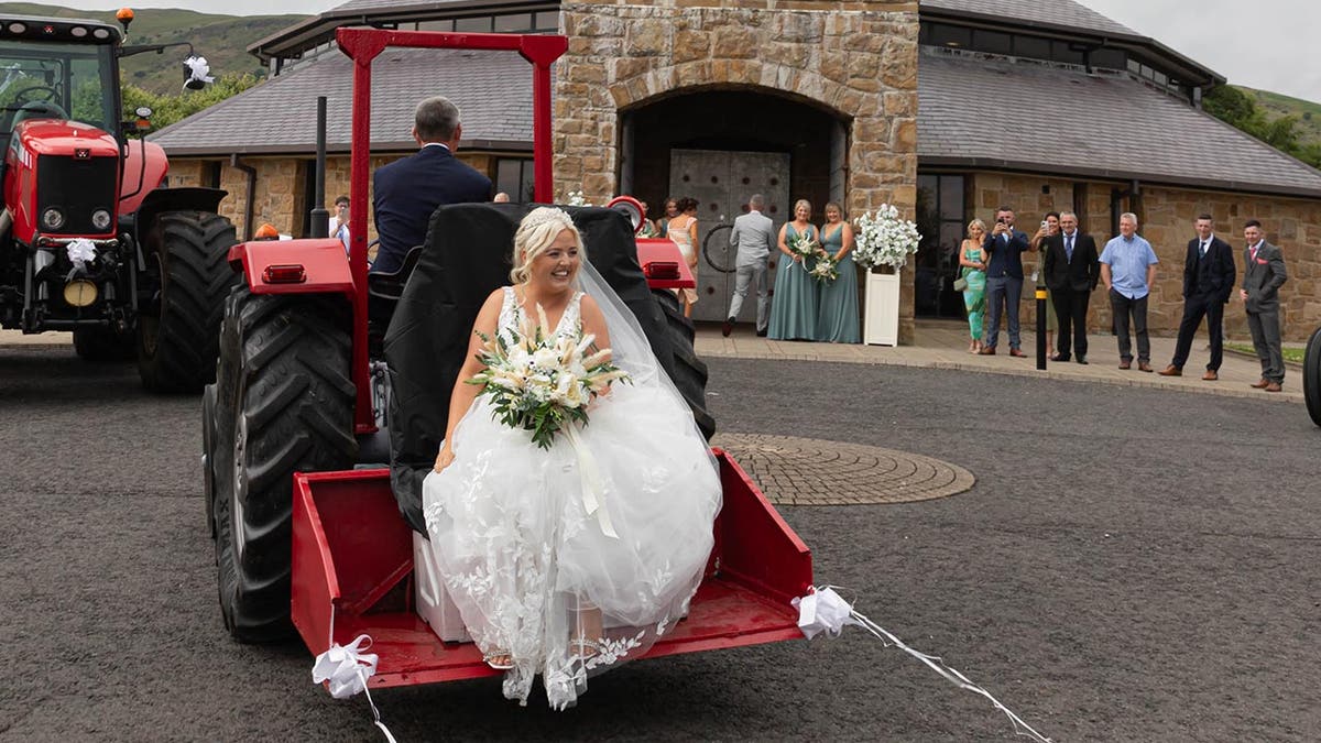 taken to her wedding in tractor