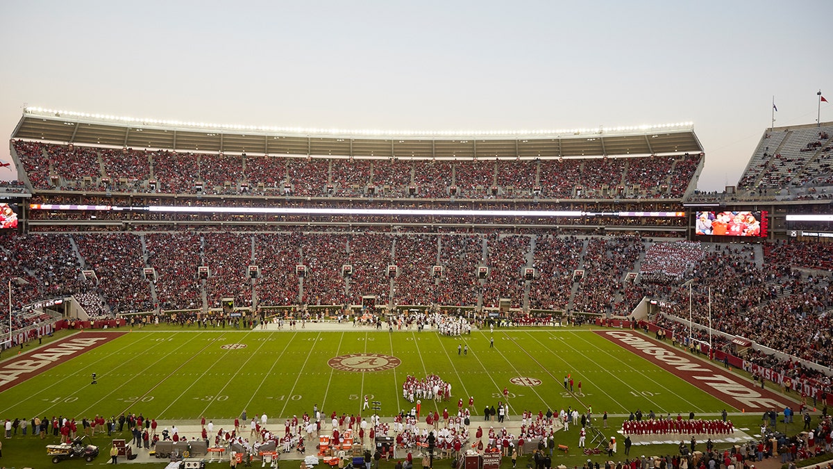 A view of Bryant Denny Stadium in Alabama during a football game