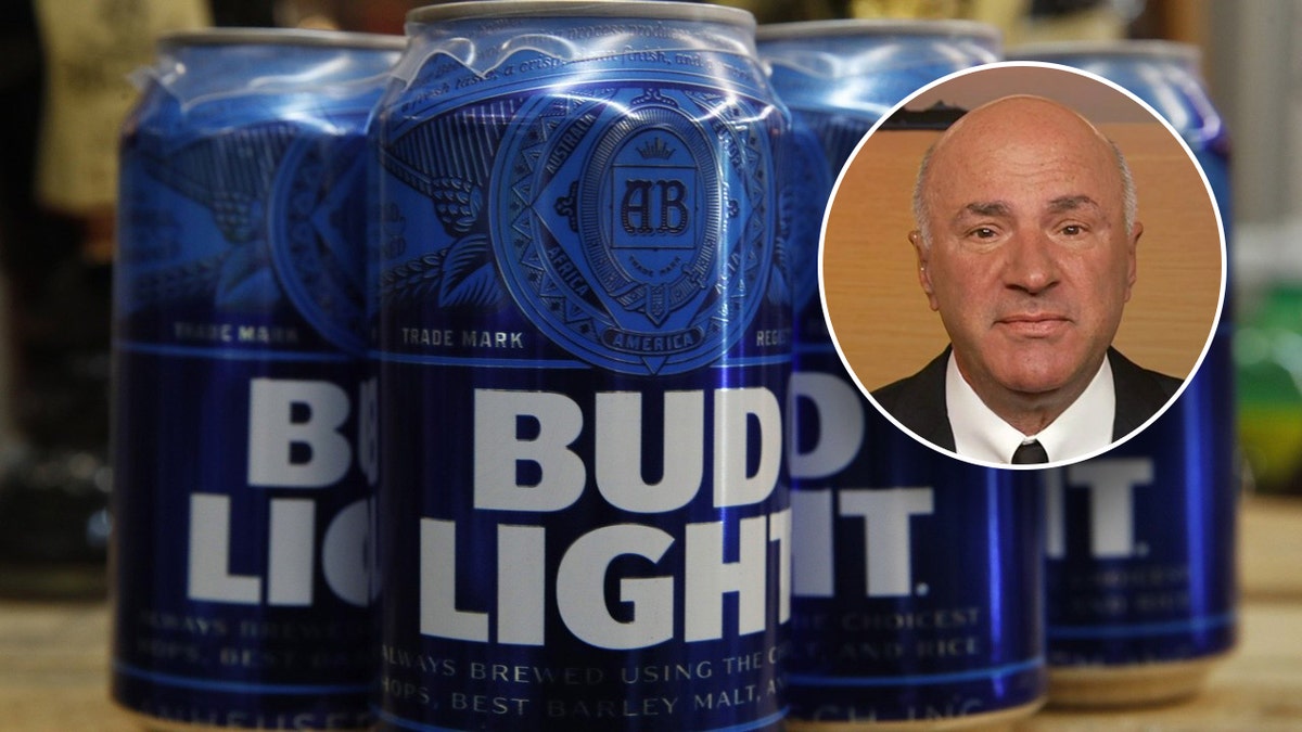 split image of Bud Light and Kevin O'Leary