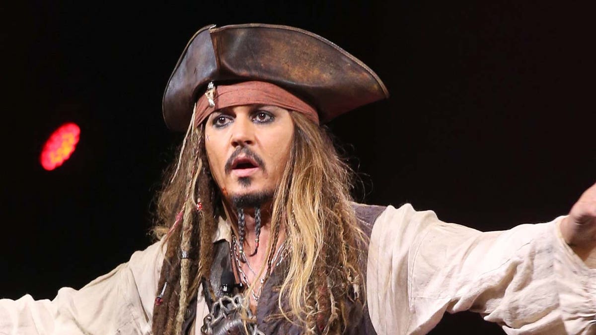 Johnny Depp dressed as Captain Jack Sparrow