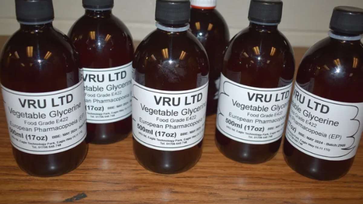 Codeine syrup bottles disguised as glycerin