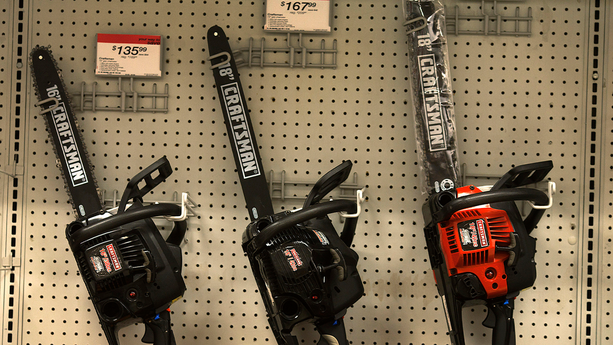 Chainsaws on display