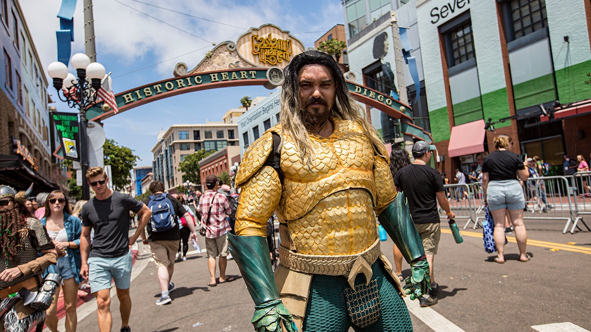 Man dressed up as Aquaman at Comic-Con