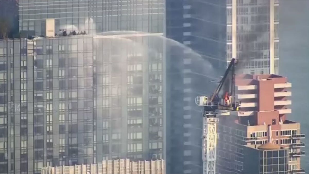Smoke from a collapsed crane.