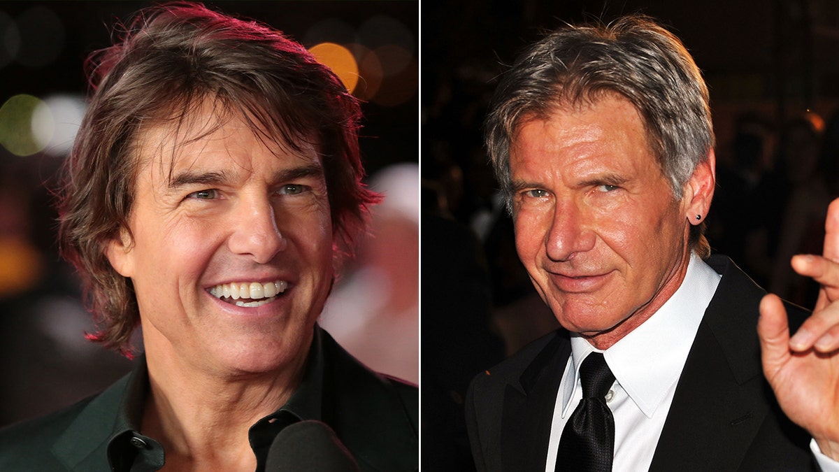 Tom Cruise, Harrison Ford smiling