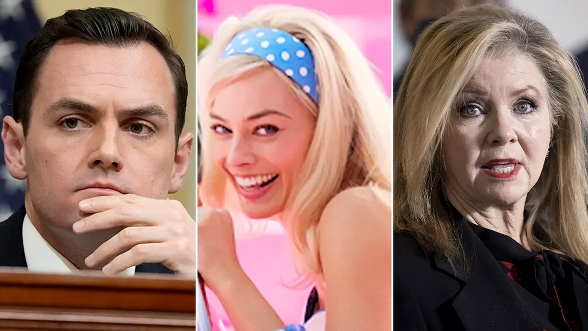 Mike Gallagher, Margot Robbie as Barbie, and Sen. Marsha Blackburn