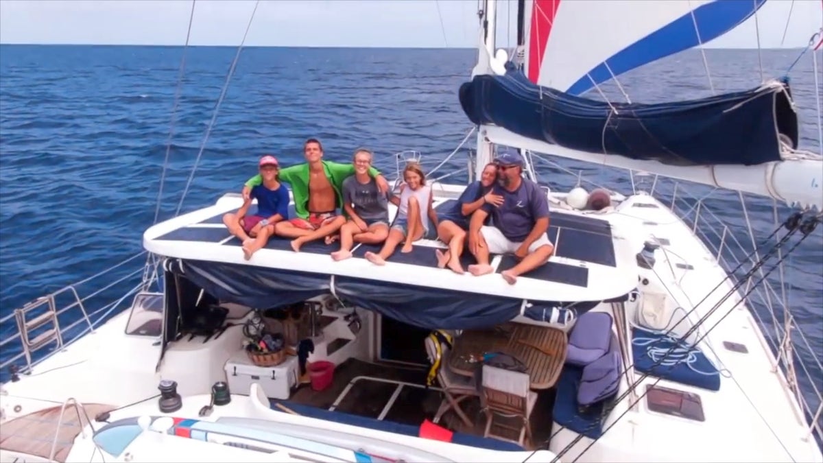 Homeschooling family at sea