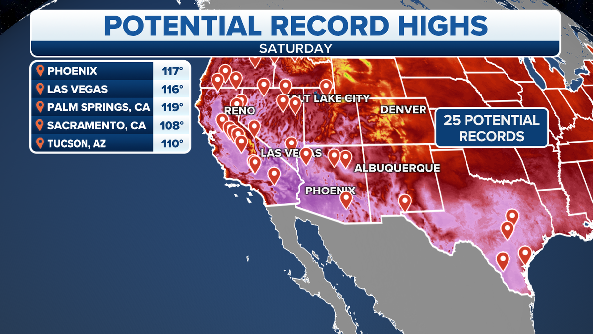 Potential record high temperatures in the western U.S.