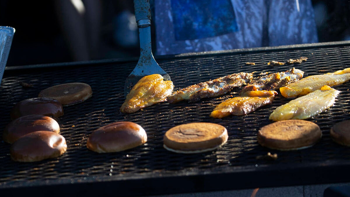 Food being cooked on a grill