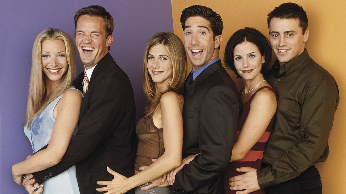 De cast van Friends op een promotiefoto voor de show